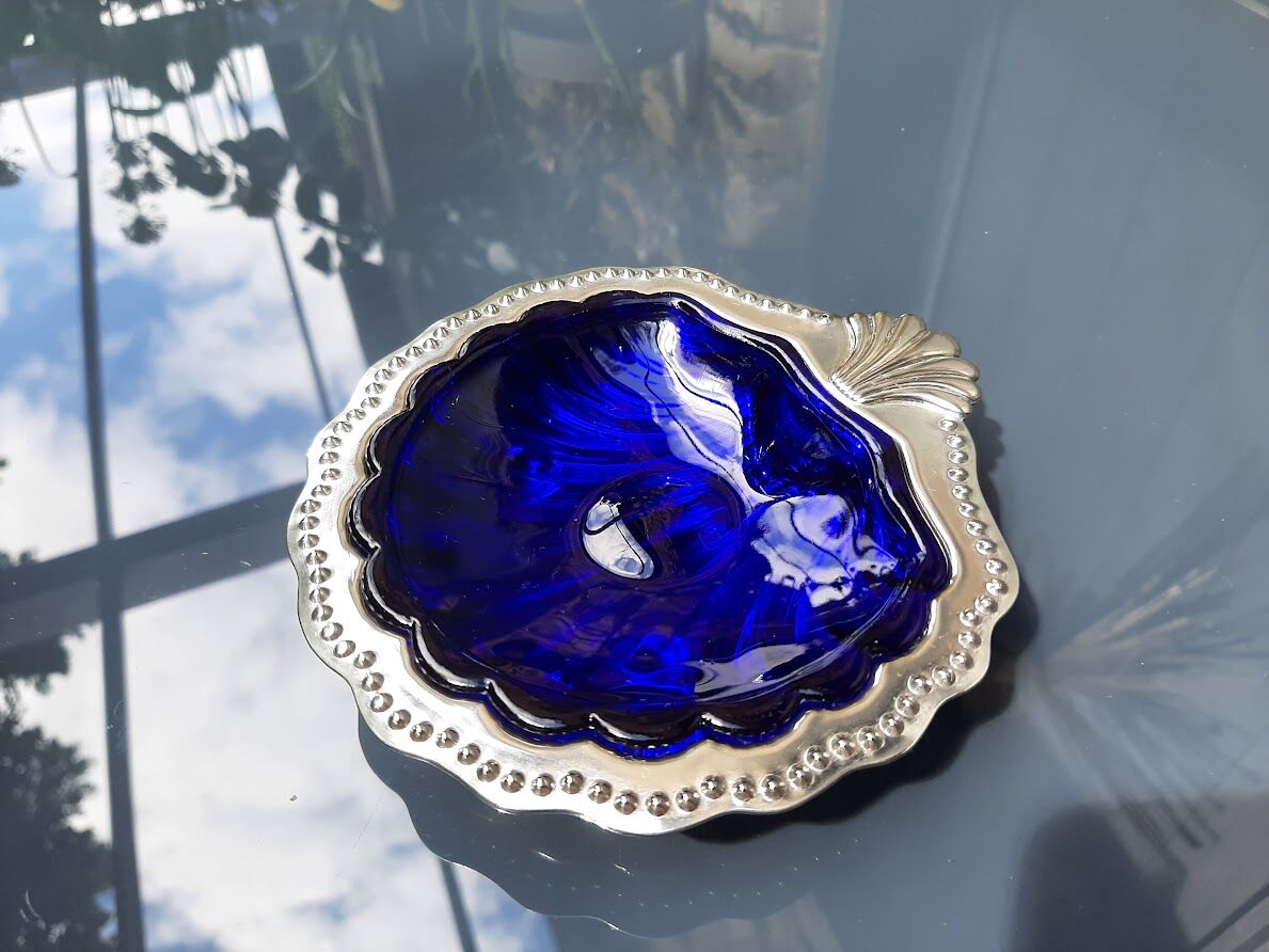 Blue cobalt butter dish