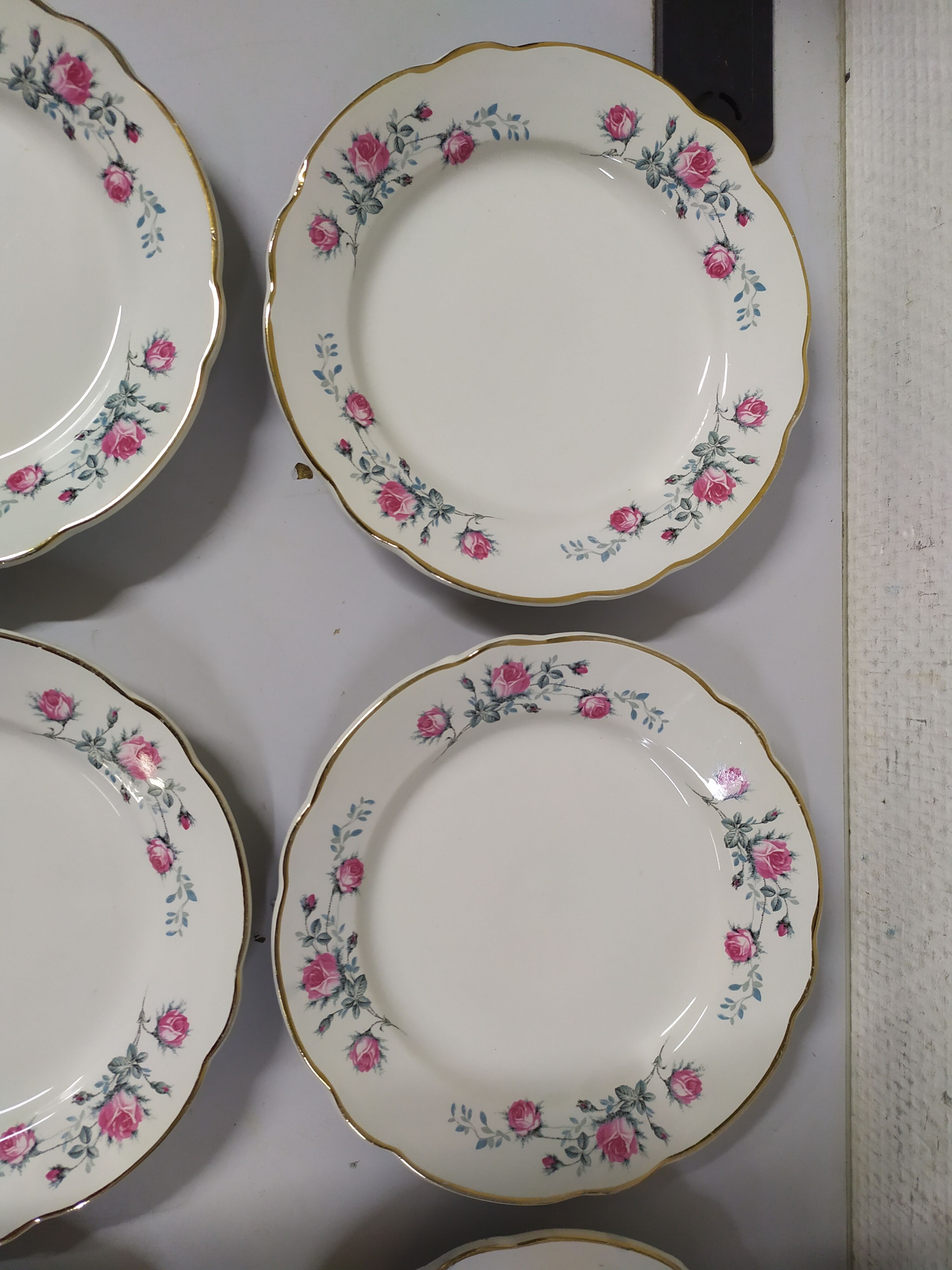 Lot de 10 assiettse a dessert Sarreguemines digoin Fleurs rose liseré doré