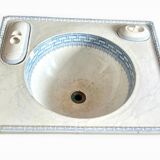 Vintage Blue Decorated Porcelain Washbasin