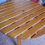 Vintage round pine table, slatted pine table, vintage table, pine furniture