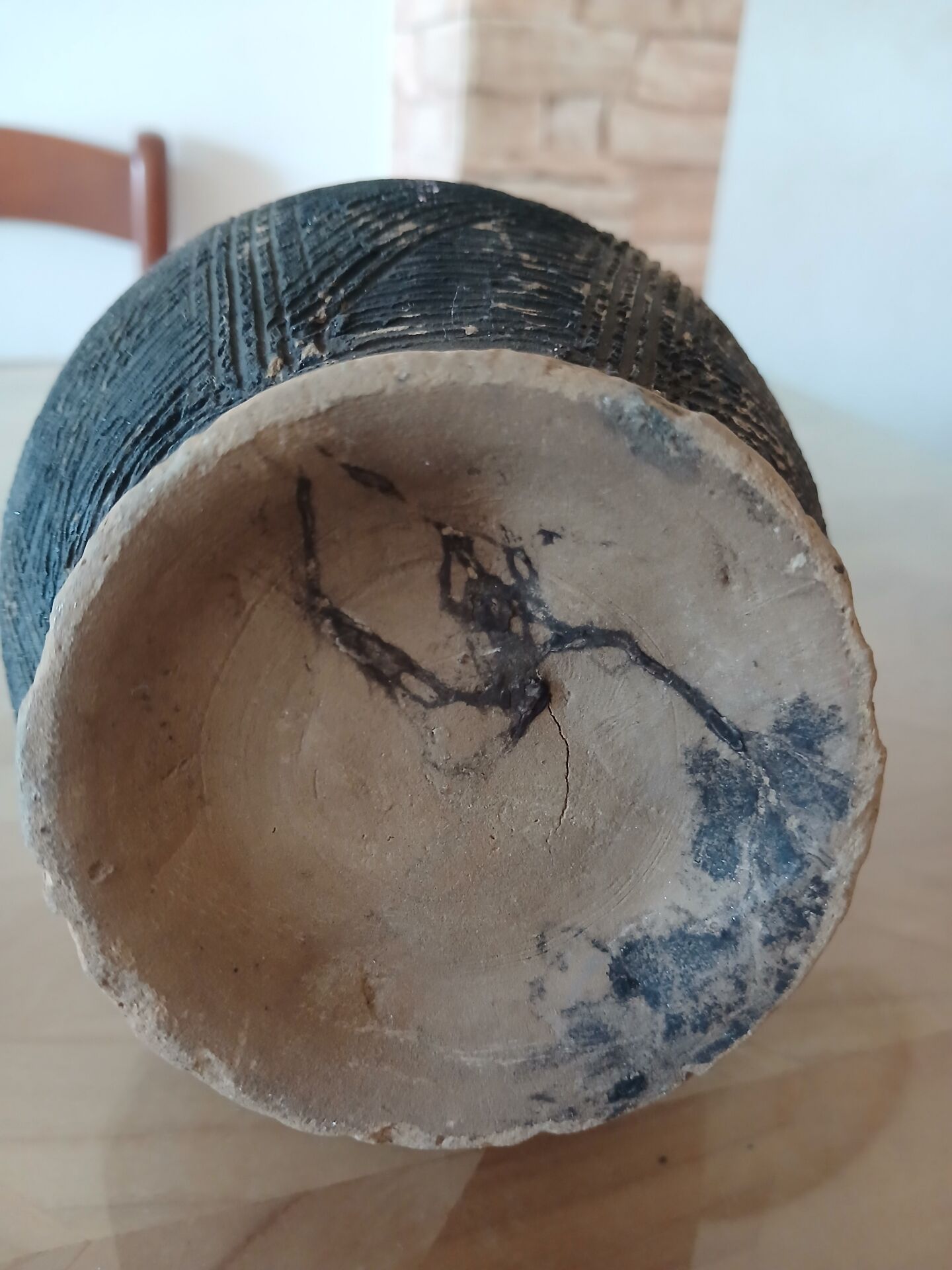 Vase / Old smoked terracotta jug — Handmade ceramics