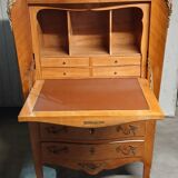 Rosewood secretary desk with flowers - marble top