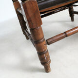 Pairs of vintage Safari style armchairs in wood and leather