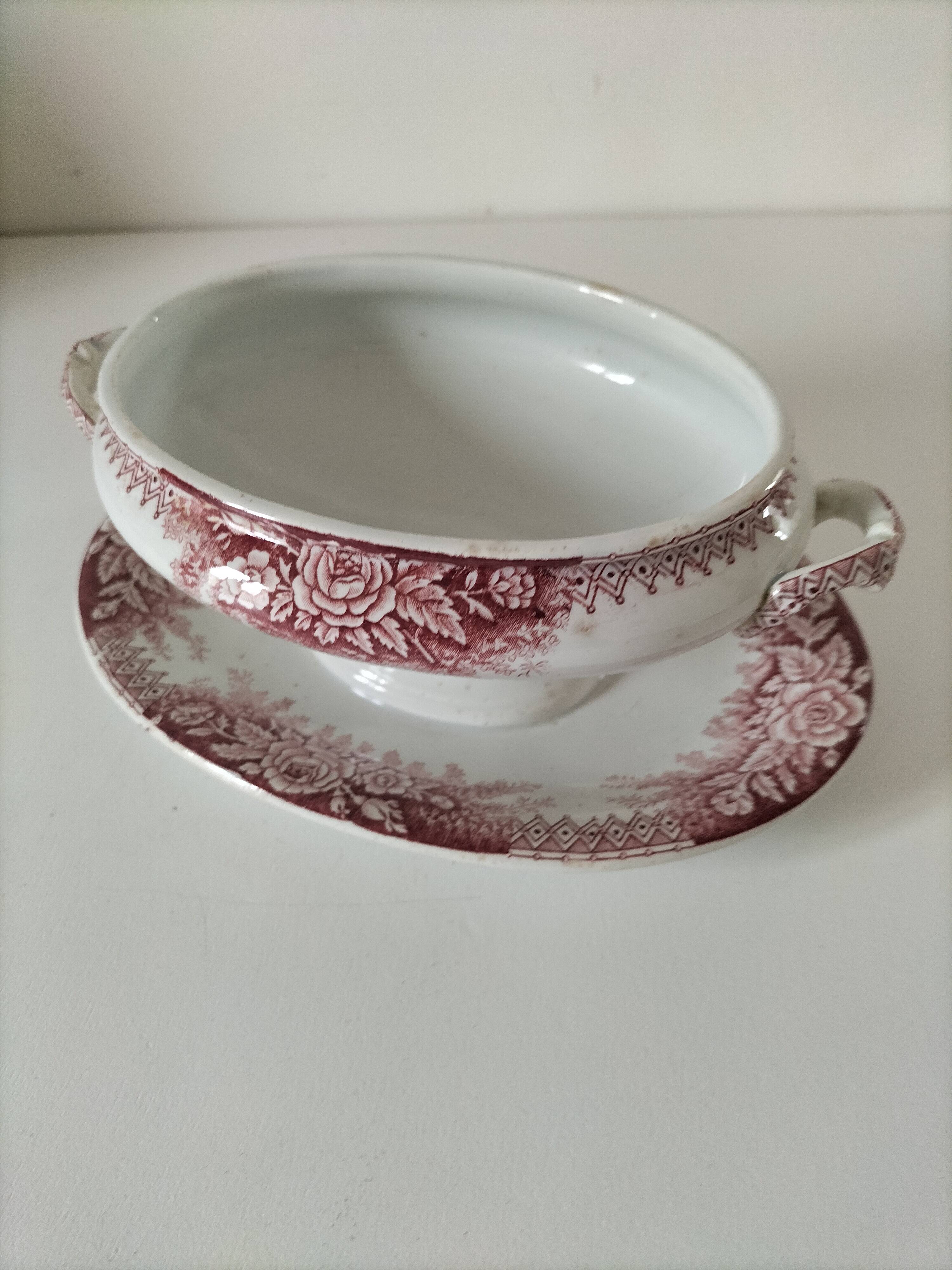Rare old vegetable dish – Saint-Amand Hamage – English red ironstone
