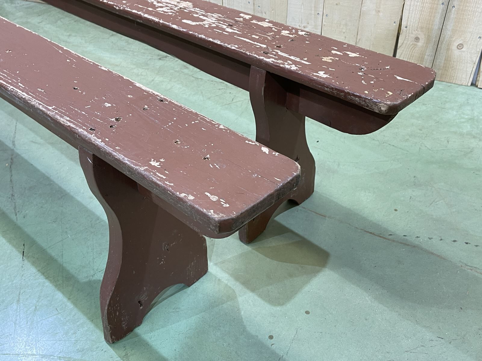 Pair of 1930s farm table benches