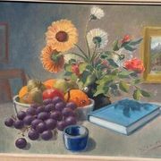 Swedish Oil on Canvas “Still Life” by K. Eliasson, Vintage & Framed 58×50cm