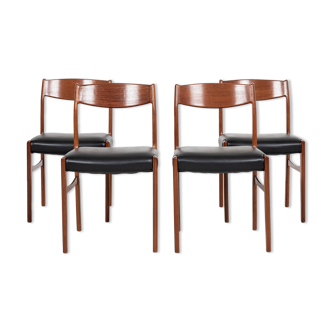 Midcentury Danish set of 4 dining chairs in teak by Glyngøre Stolefabrik 1960s
