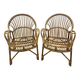 Fauteuils (la paire) vintage 1960 en rotin et bambou
