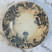 2 assiettes plates terre de fer boule de neige St Amand