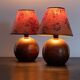 Paire de lampes boules en bois vintage