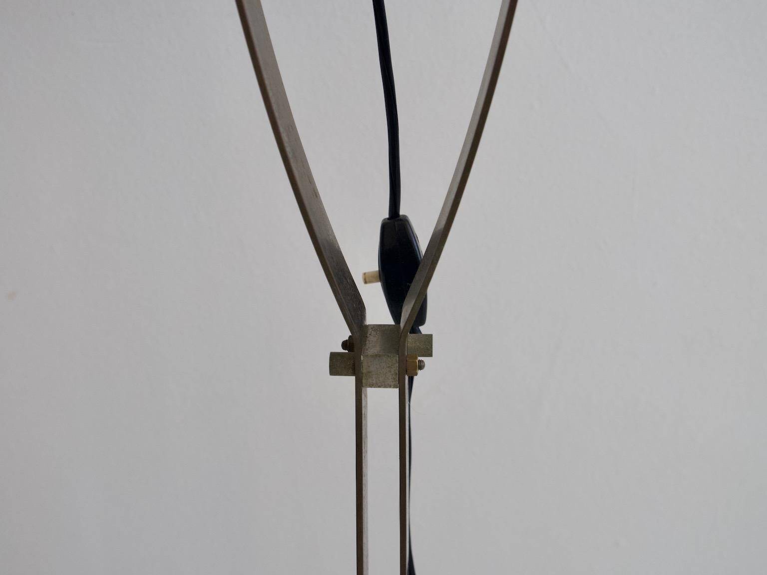 White plexiglass, steel and copper floor lamp by Goffredo Reggiani.