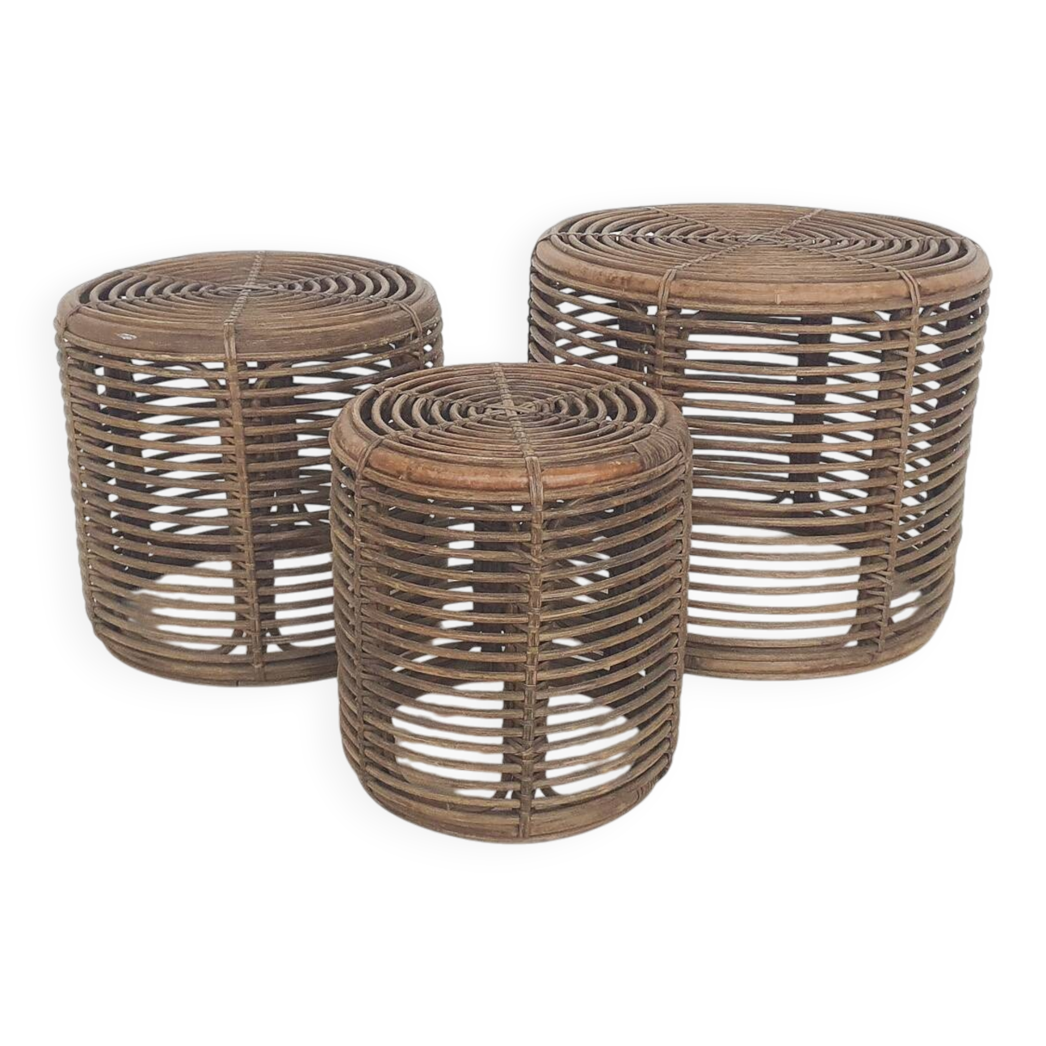Set of three manou baskets or side tables attrb. to Tito Agnoli, Italy 1970