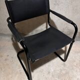 Bauhaus Cantilever Chair Black Leather on Black Chrome