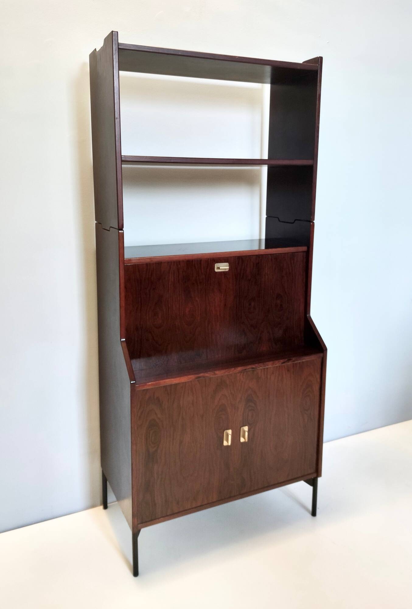 Vintage Walnut Bookshelf and Secretaire by Claudio Salocchi for Sormani, Italy