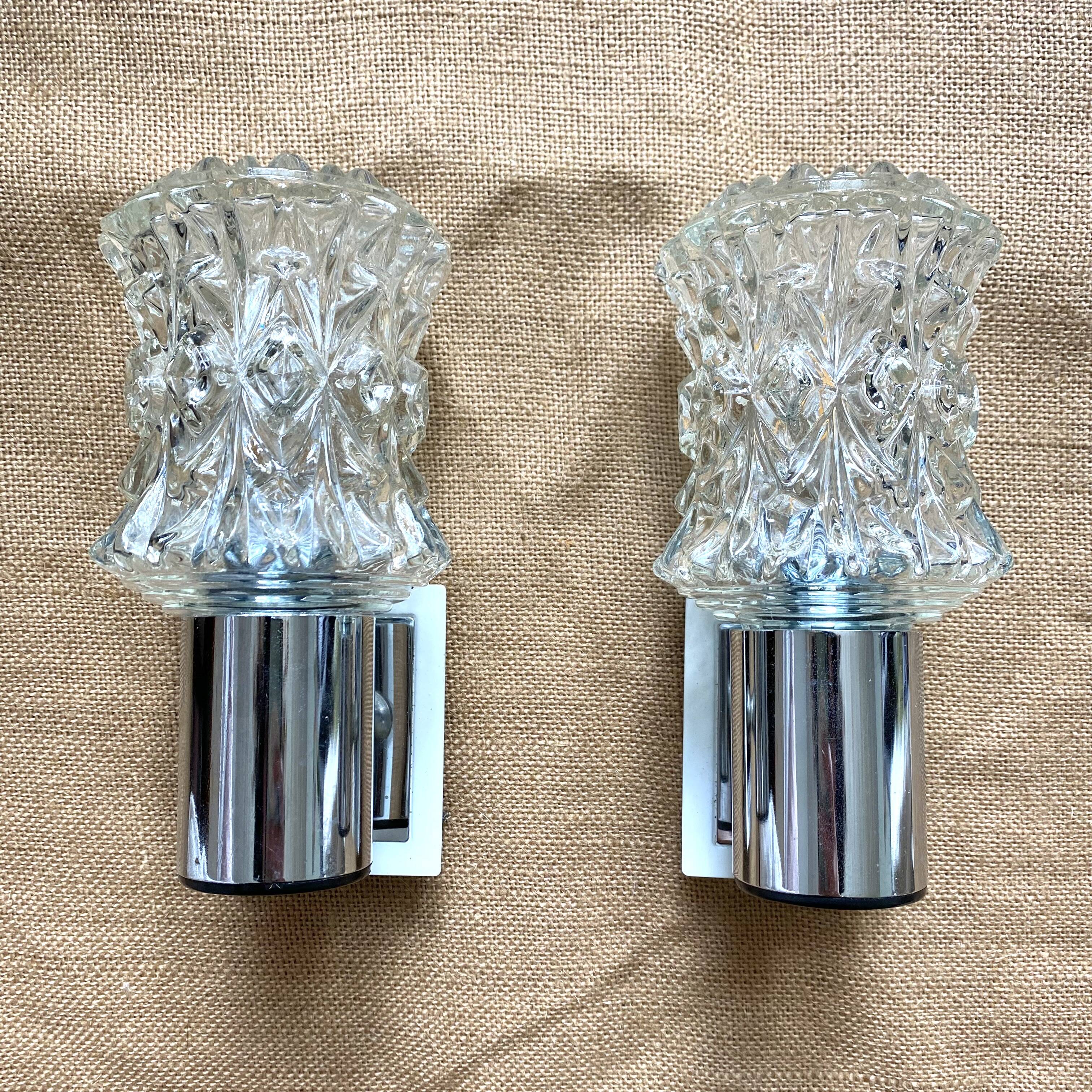 Pair of vintage chrome wall lights, 70s, Raak