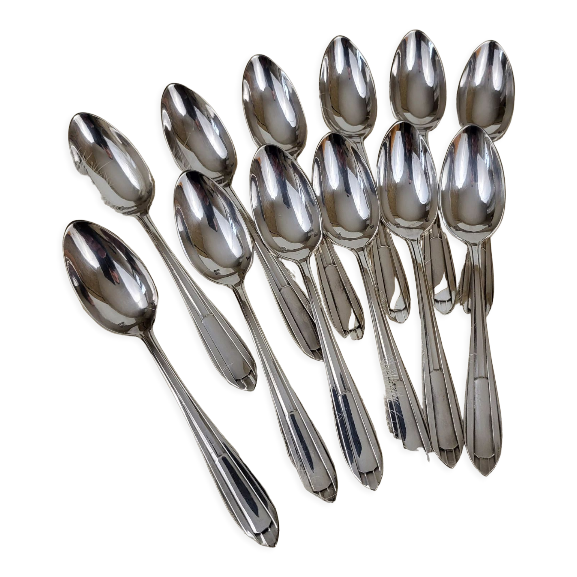 Set de 12 cuillères à café métal argenté art déco