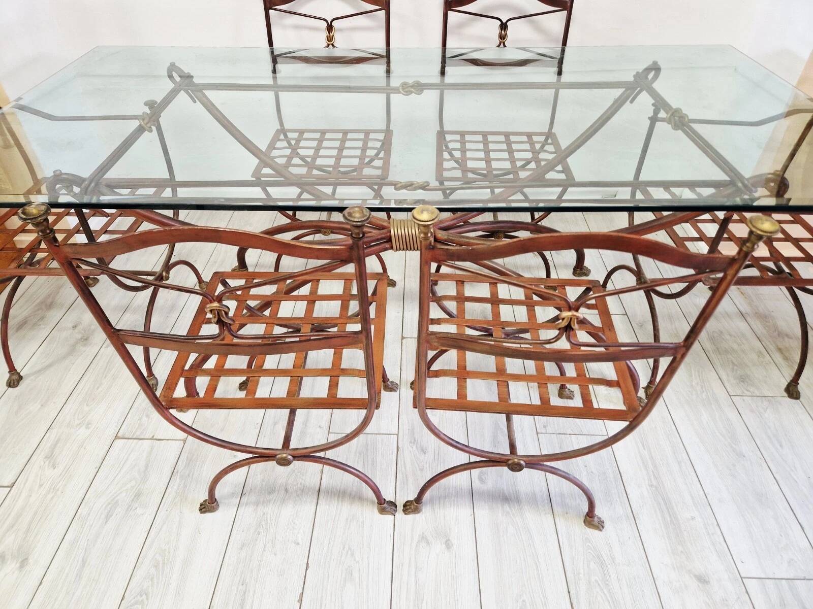 Vintage Provencal French Dining Table and 6 Chairs