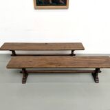 Pair of Solid Oak Farm Benches
