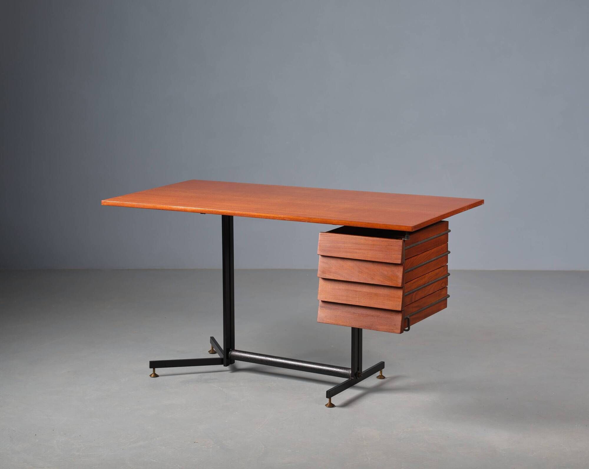 1950's Italian Mid Century Modern Teak Desk Table