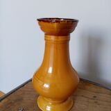 Mustard yellow enamelled ceramic pitcher