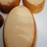 Set of 5 small old enameled terracotta dishes