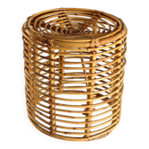Vintage woven bamboo stool, Italian design from the 1970s.