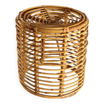 Vintage woven bamboo stool, Italian design from the 1970s.