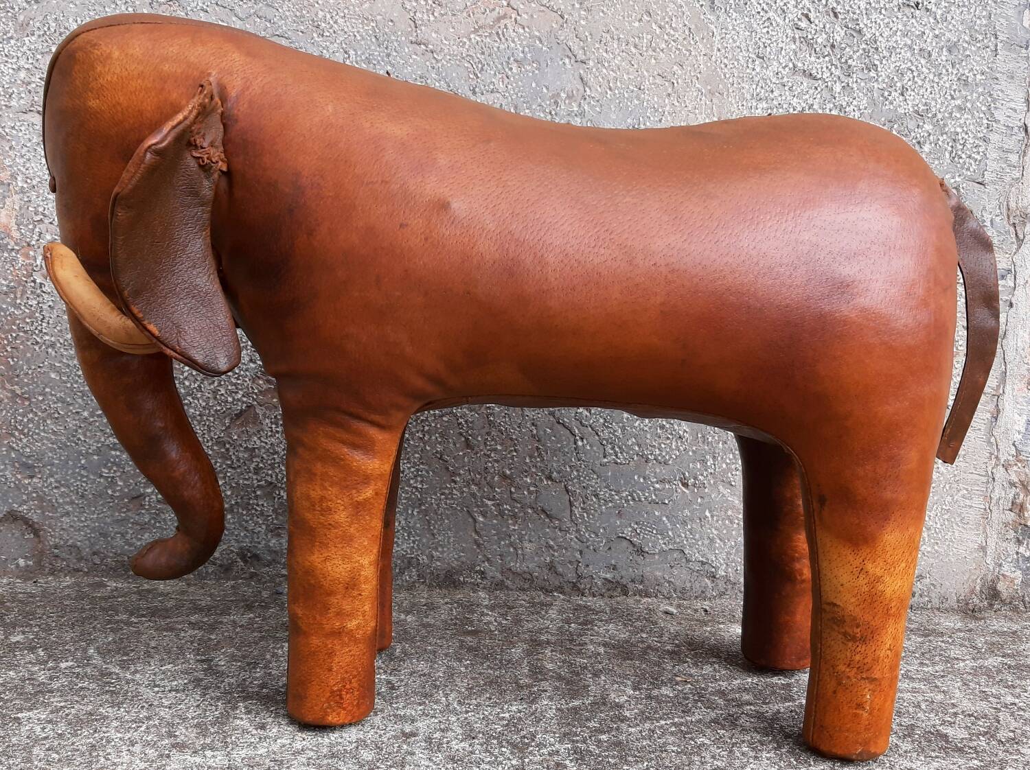 Leather footstool, Dimitri Omersa, 1950s