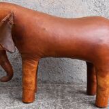 Leather footstool, Dimitri Omersa, 1950s