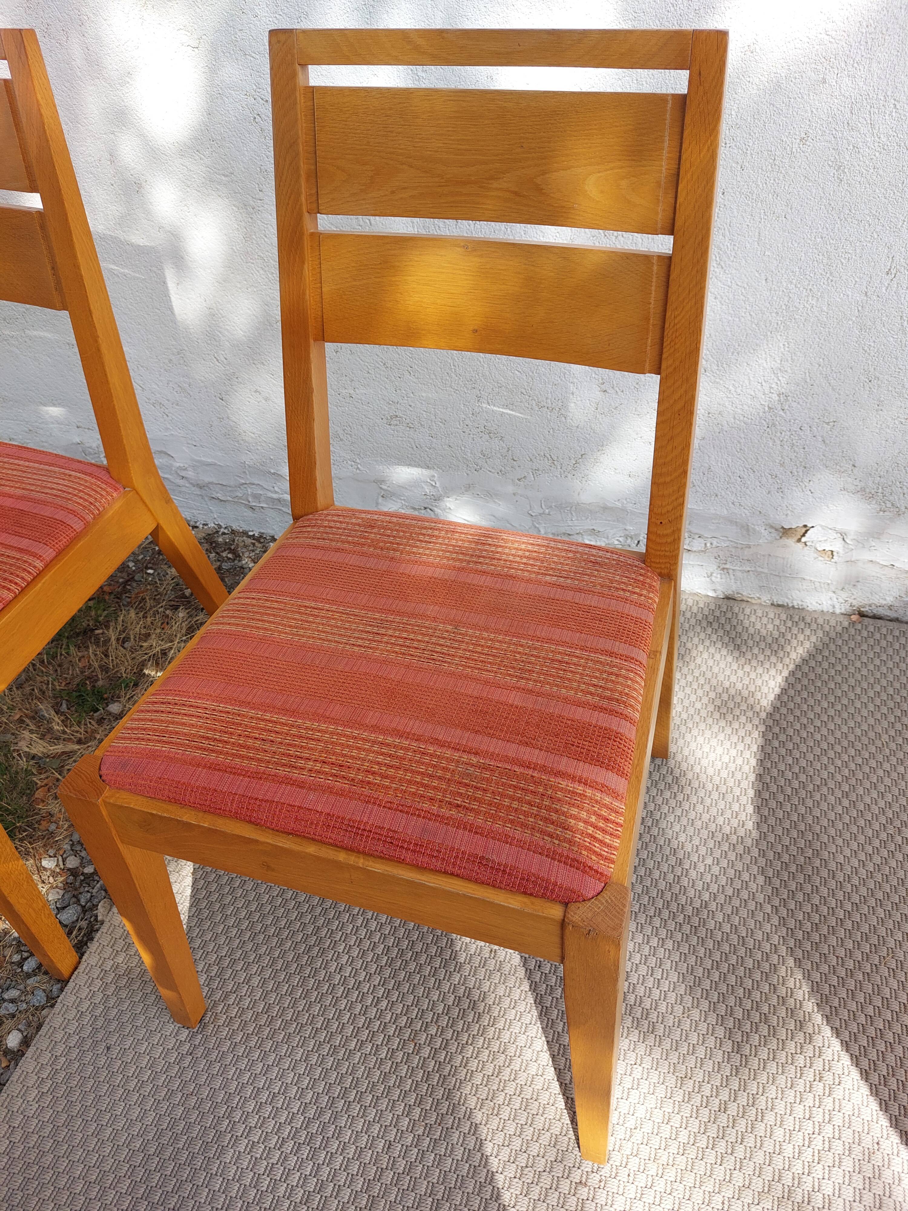 4 cosy chairs, solid wood and fabric