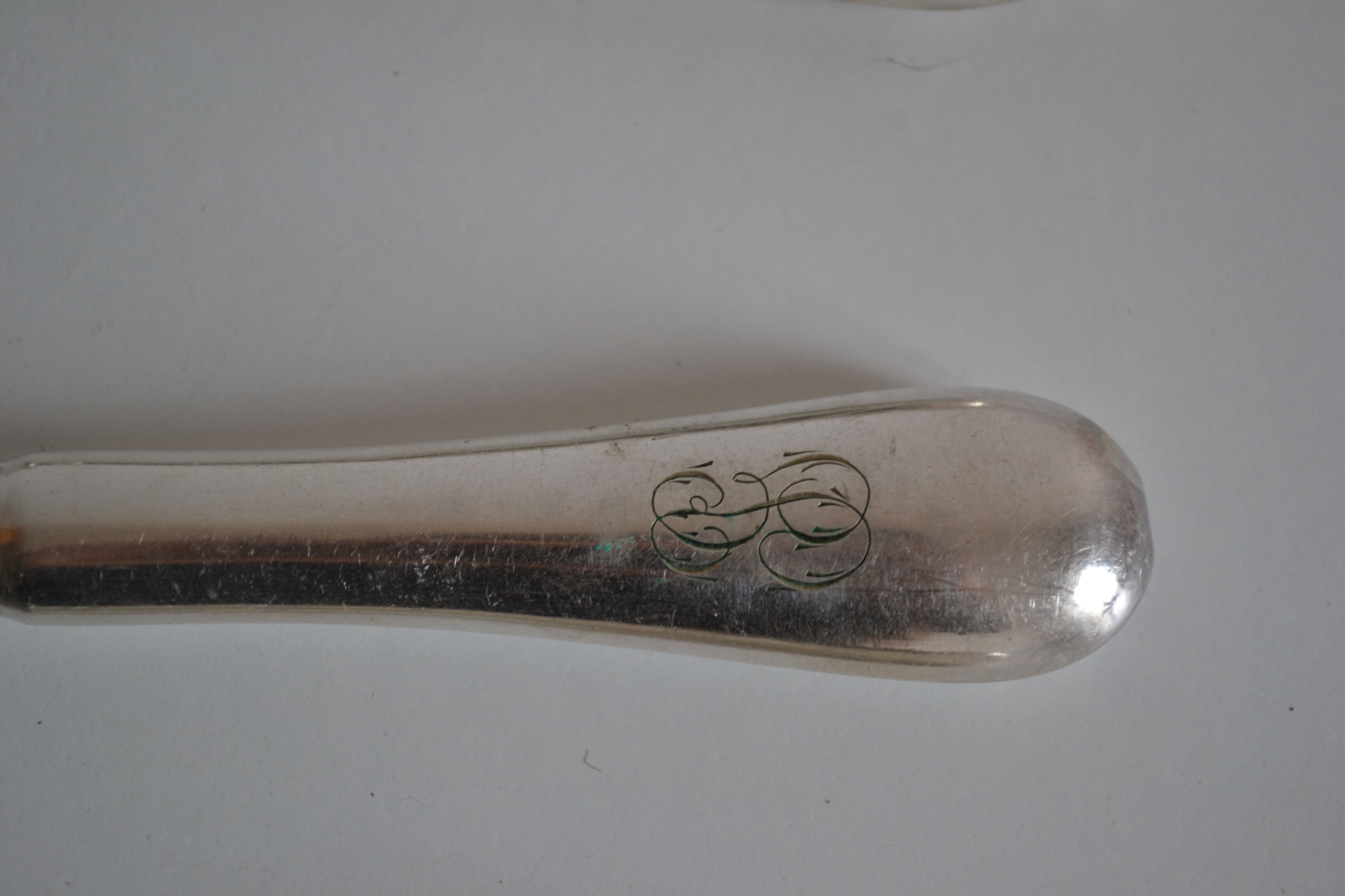 12 antique metal silver monogram table knives