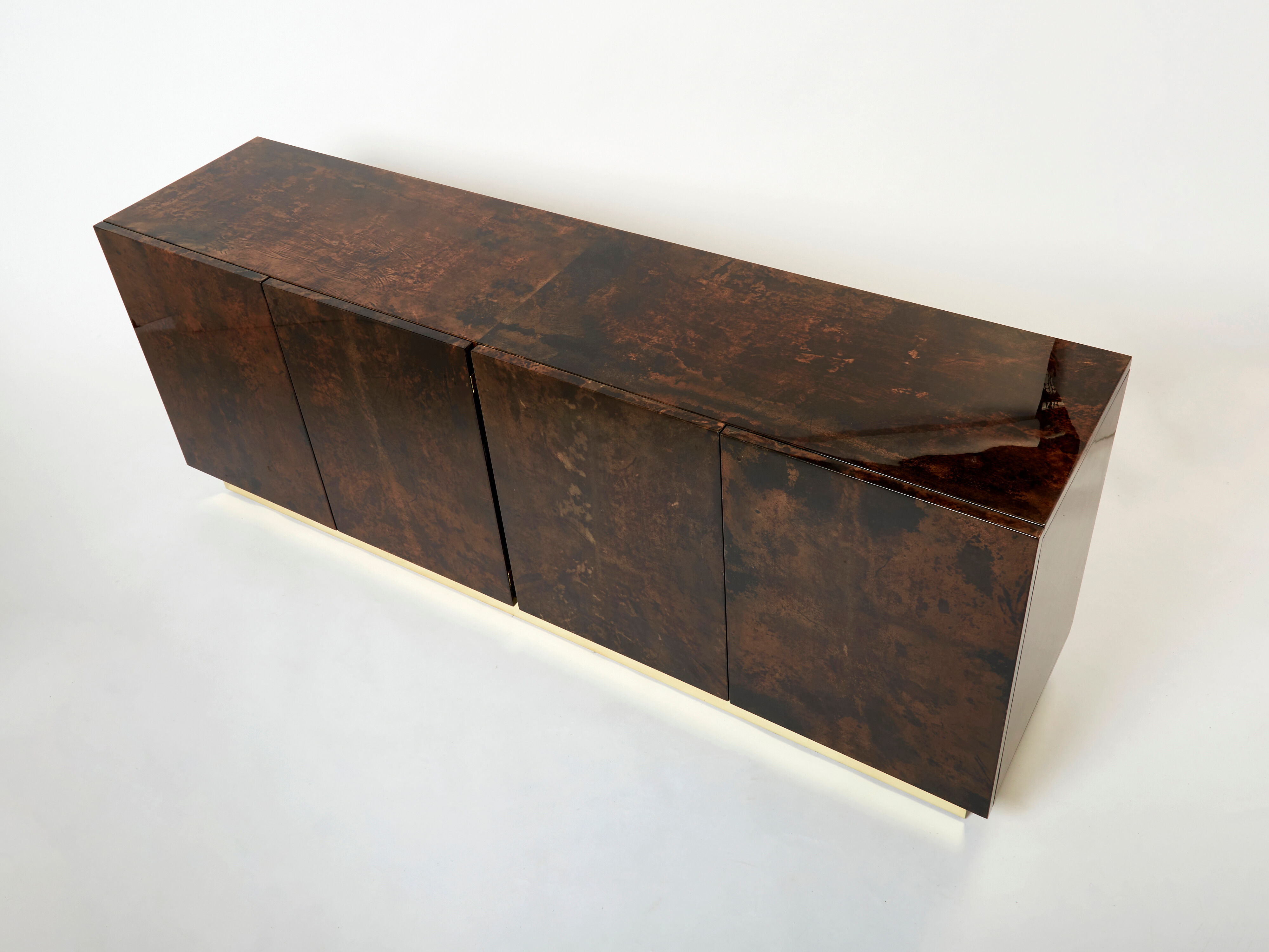 Aldo Tura sideboard in brown parchment and brass 1960