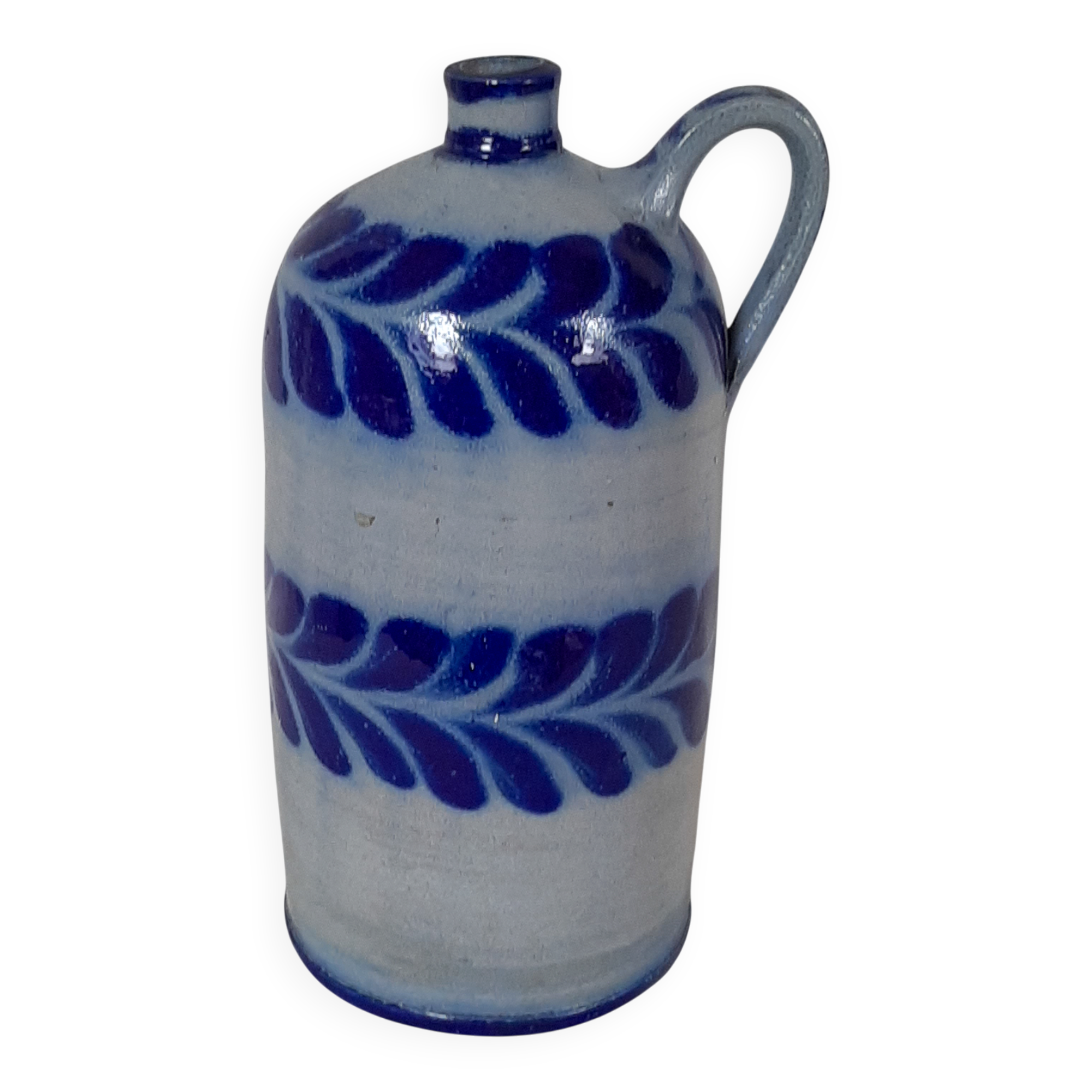 Blue stoneware bottle from Alsace, Schmitter pottery, Betschdorf.