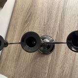 3-light chandelier in varnished black metal