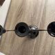 Black varnished metal chandelier with 3 lights