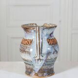 Enameled chamotte stoneware jug by Catherine Allouin