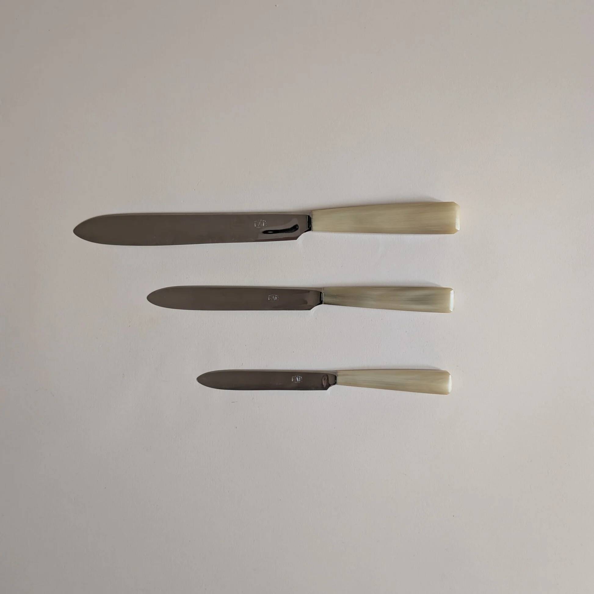 Set of 25 horn and stainless steel knives