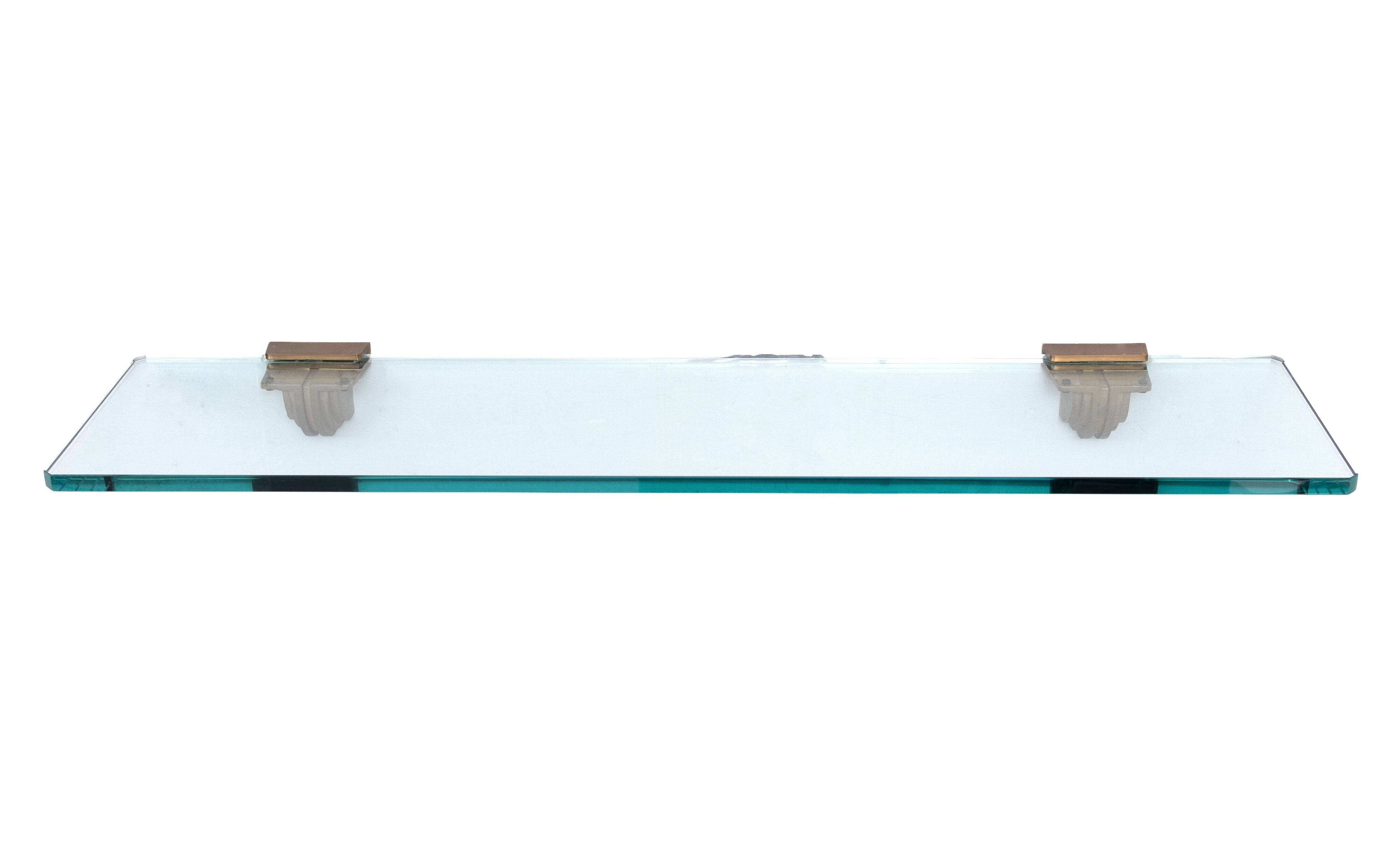 Stunning shelve Glass with Bronze brackets 1970s Peter Ghyczy
