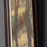 Oil on panel by Feldkricher 1942 undergrowth and river XXth