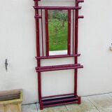 Old vintage red lacquered bamboo Asian coat rack