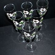 Perrier Jouet set of 6 Anemone Cuvée Belle Epoque champagne flutes in Gallé enamelled crystal