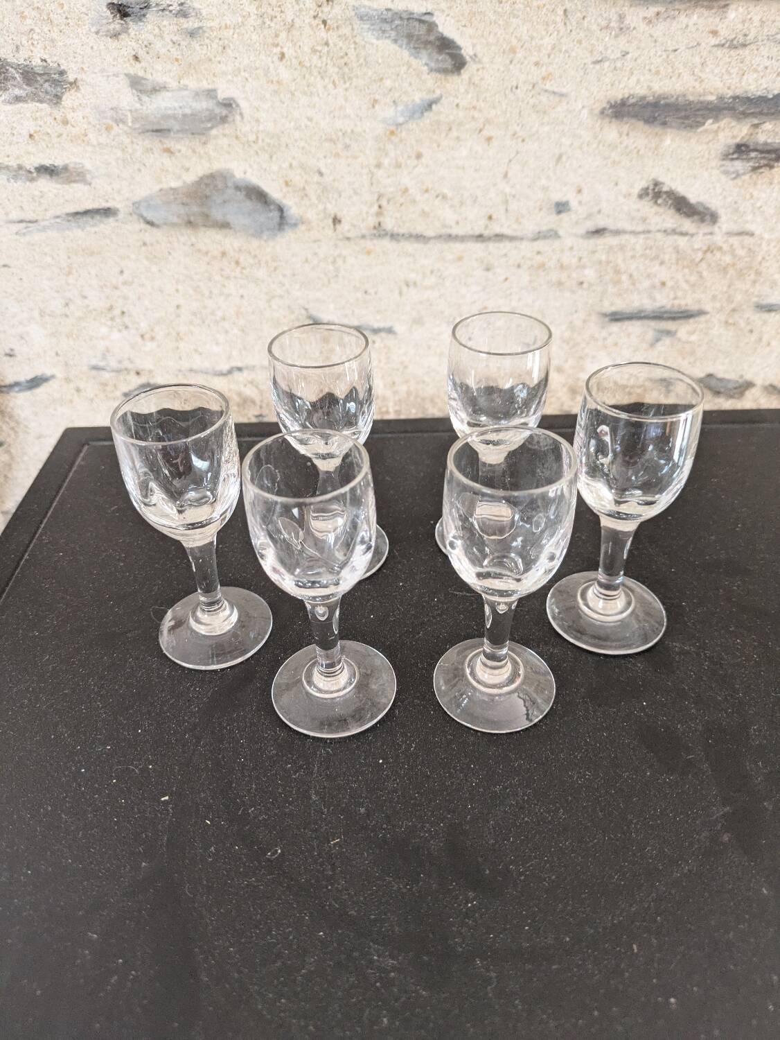 6 small vintage liqueur glasses