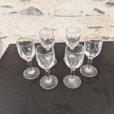 6 small vintage liqueur glasses