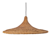 Vintage Rattan & Bamboo Witch Hat Pendant Lamp, 1960s