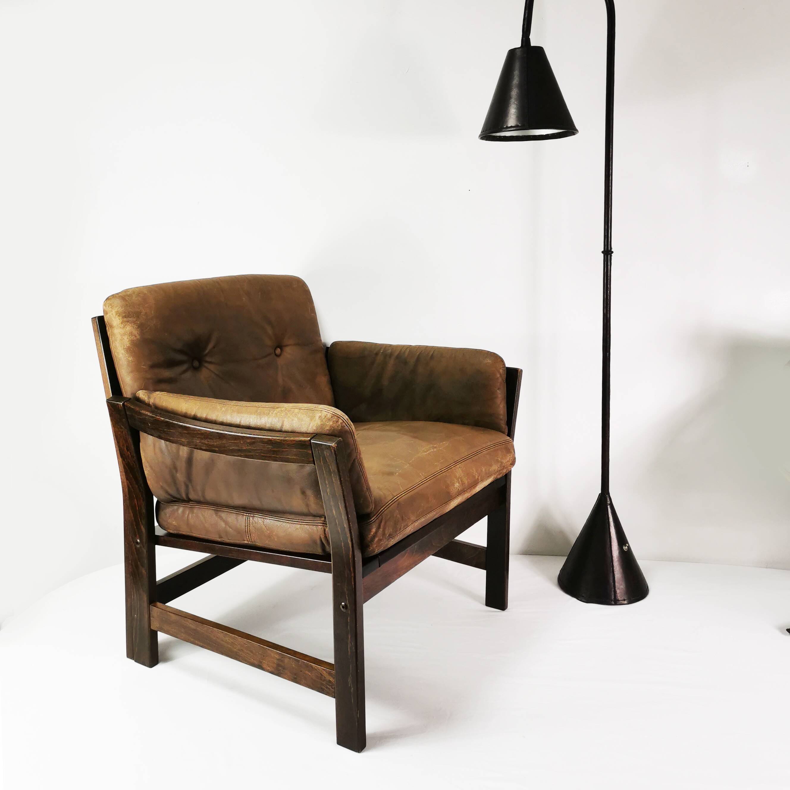 Mid-century leather armchair, Denmark, 1960s