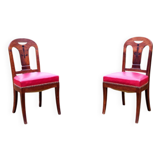 Paire de chaises d’époque Restauration à dossier ajouré