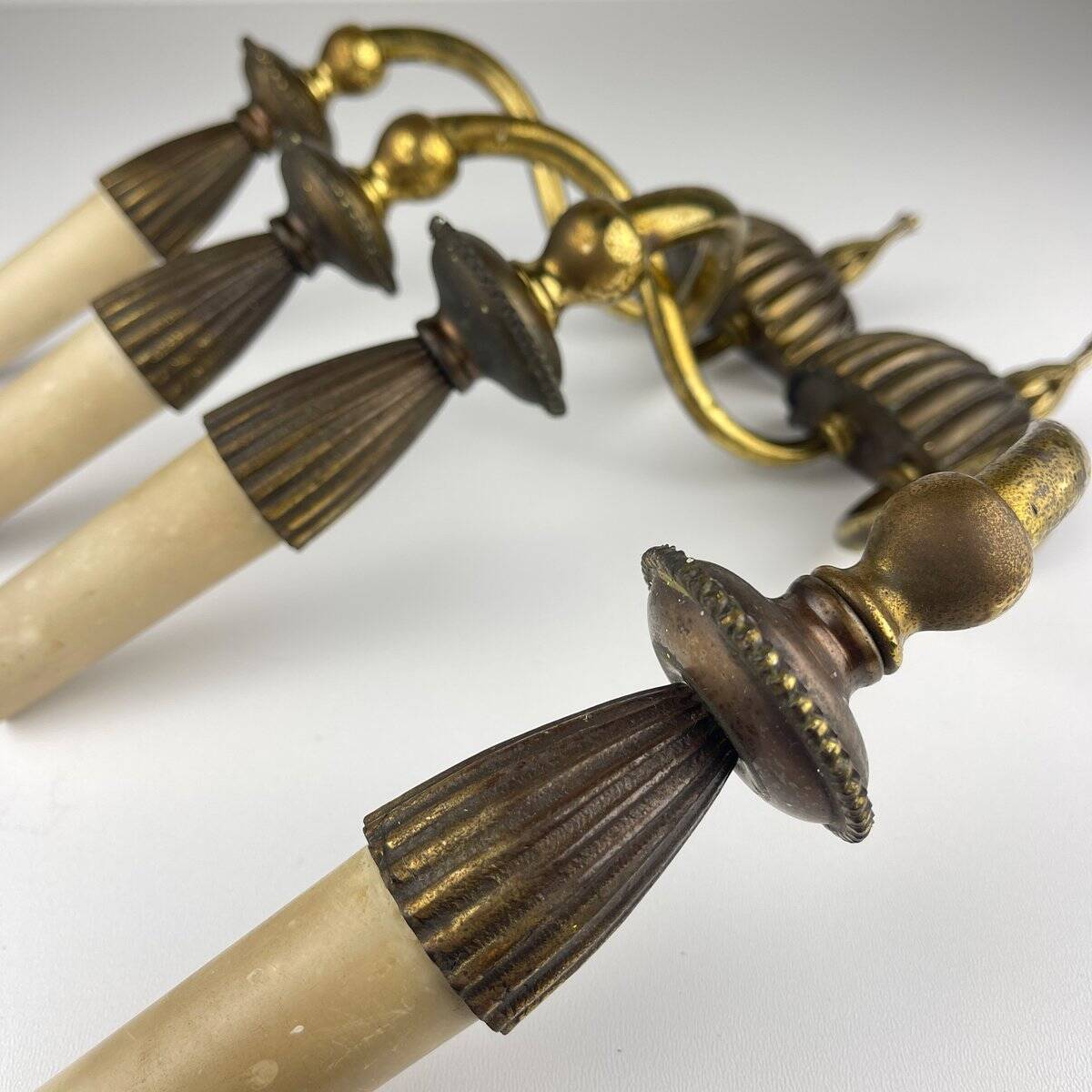 Vintage bronze wall lamps, Italy, 1950s, set of 2