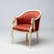 Trüggelmann - Swan neck armchair - Marble and gold base, poppy red damask