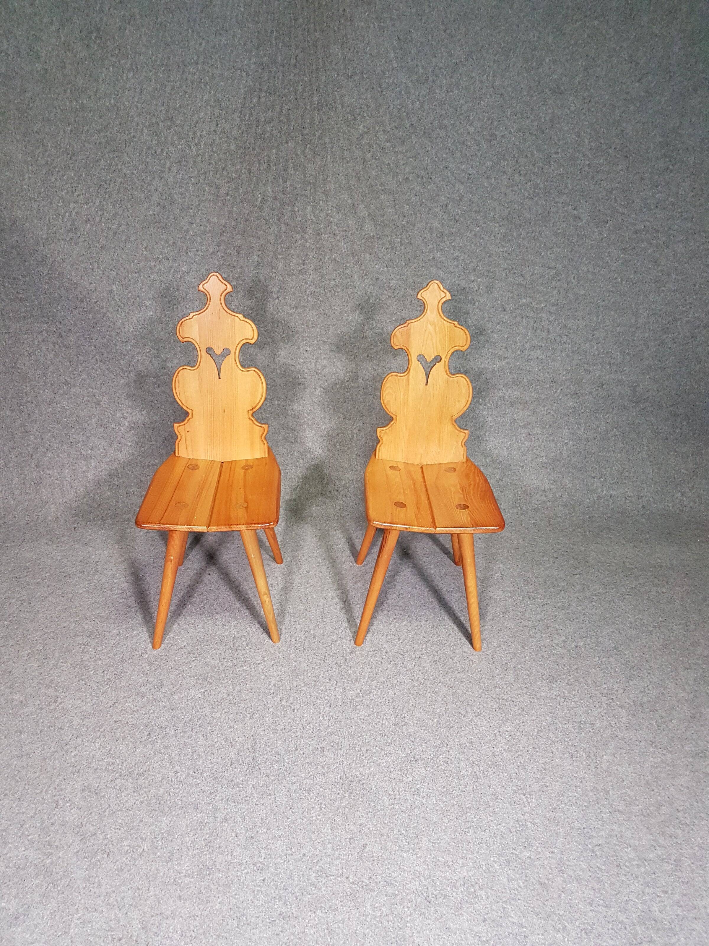 Vintage mid-century brutalist style design Tiroler chair set of 4