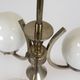Vintage Czech Bauhaus style pendant light, tall, with opaline glass globes, 1940s